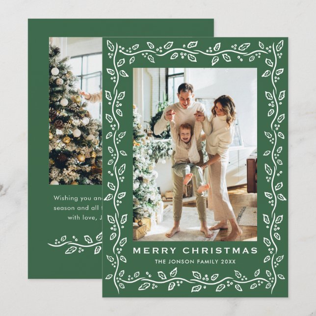 Cartes Pour Fêtes Annuelles Festive Sage Green Christmas Bow Ribbon 2 Photo (Devant / Derrière)
