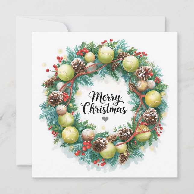 Cartes Pour Fêtes Annuelles Festive Tennis Wreath pour Noël (Devant)