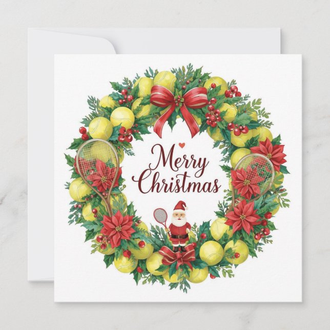 Cartes Pour Fêtes Annuelles Festive Tennis Wreath pour Noël (Devant)