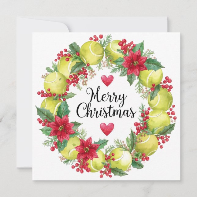 Cartes Pour Fêtes Annuelles Festive Tennis Wreath pour Noël (Devant)