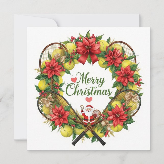 Cartes Pour Fêtes Annuelles Festive Tennis Wreath pour Noël (Devant)