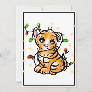 Cartes Pour Fêtes Annuelles Festive Vacances bébé Tiger lumières scintillant