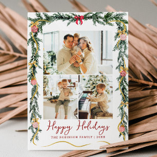 Cartes Pour Fêtes Annuelles Festive verdure et vaches Joyeuses fêtes 3 Photo