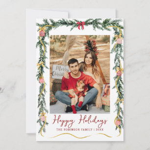 Cartes Pour Fêtes Annuelles Festive verdure et vaches Joyeuses vacances 1 Phot