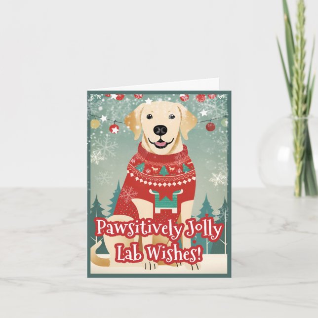 Cartes Pour Fêtes Annuelles Festiver Labrador Retriever laide pull de Noël (Devant)