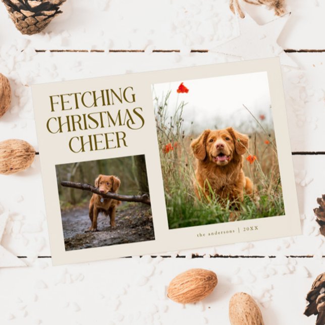 Cartes Pour Fêtes Annuelles Fetching Christmas Cheer Cream Dog Photo  (Créateur téléchargé)