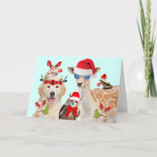 Cartes Pour Fêtes Annuelles Fête Animaux Sauvages Noël