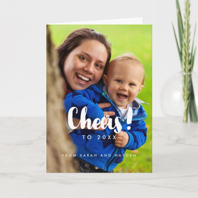 Cartes Pour Fêtes Annuelles Fête blanche tendance Nouvel An (Devant)