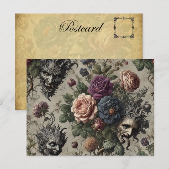 Cartes Pour Fêtes Annuelles Fête d'anniversaire - Gothique victorien Floral (Devant / Derrière)