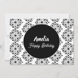 Cartes Pour Fêtes Annuelles Fête d'anniversaire Mandala Noir Blanc Coloriage