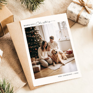 Cartes Pour Fêtes Annuelles Fête de famille moderne Merriest avec photo de chi