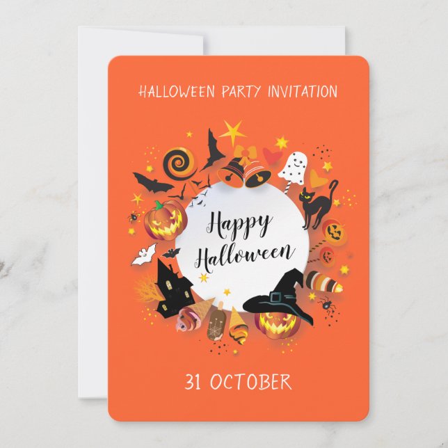 Cartes Pour Fêtes Annuelles Fête de Halloween tendance design joyeux (Devant)