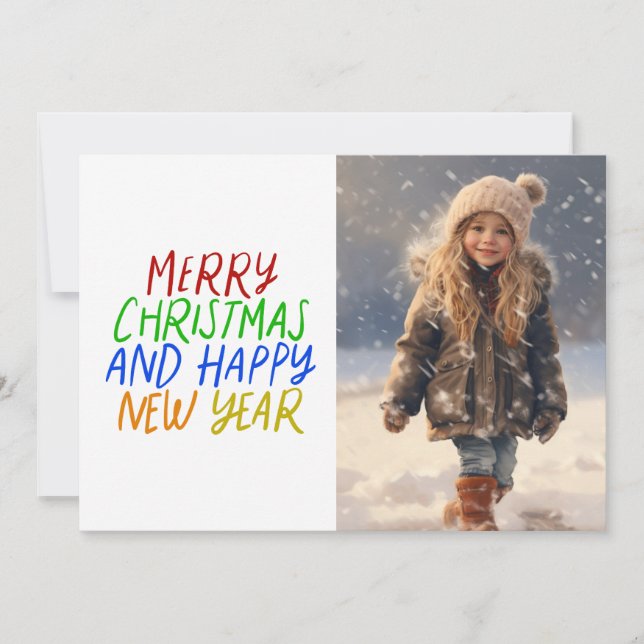 Cartes Pour Fêtes Annuelles Fête de la neige joyeuse petite fille (Devant)