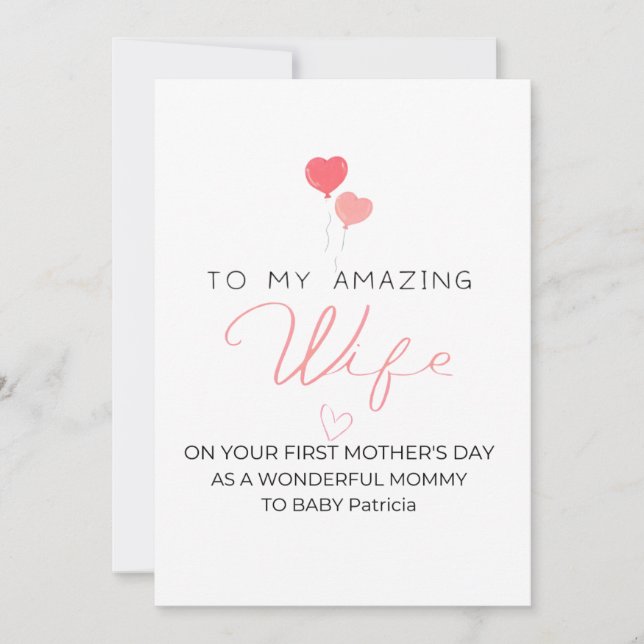 Cartes Pour Fêtes Annuelles Fête de la Première Mère Personnalisée Pour Femme, (Devant)