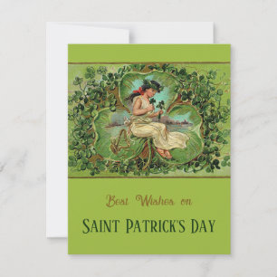 Cartes Pour Fêtes Annuelles Fête de la Saint-Patrick Fille Vintage avec des Tr
