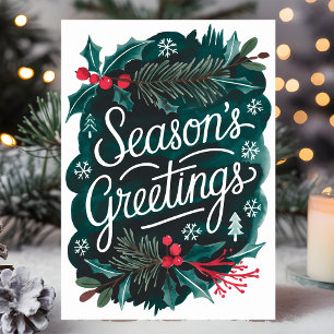 Cartes Pour Fêtes Annuelles Fête de la saison des salutations aquarelle
