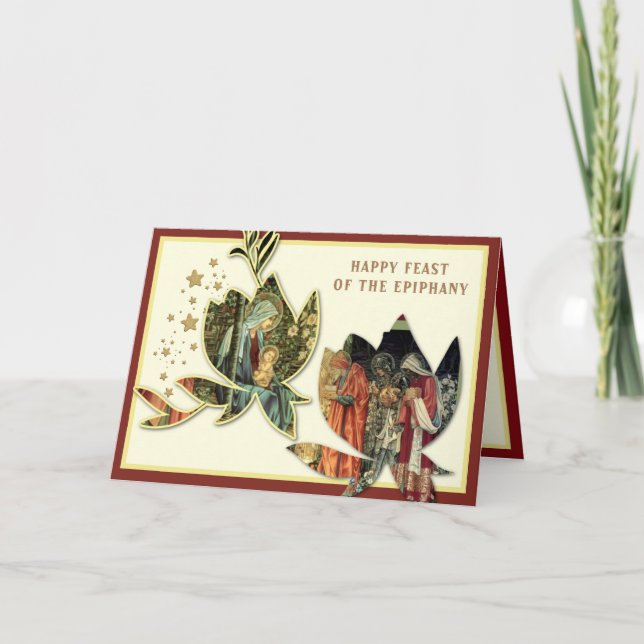 Cartes Pour Fêtes Annuelles Fête de l'Epiphanie Trois Rois Prière Jésus (Devant)