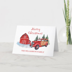 Cartes Pour Fêtes Annuelles Fête de Noël à la brousse et au camion Vintage