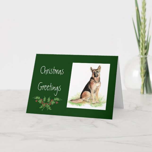 Cartes Pour Fêtes Annuelles Fête de Noël Allemand Berger, Chien, Animal animal (Devant)