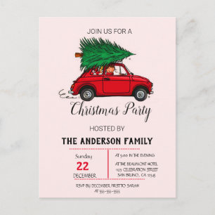 Cartes Pour Fêtes Annuelles Fête de Noël, aquarelle rouge voiture vacances d'h