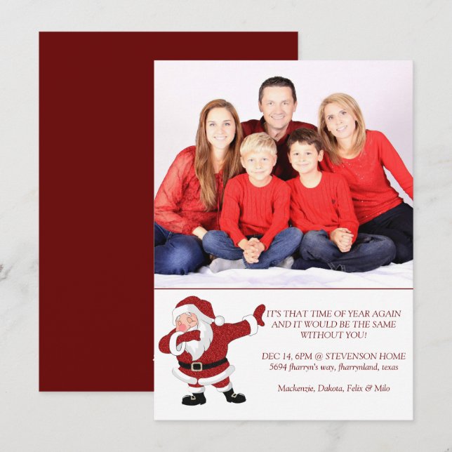 Cartes Pour Fêtes Annuelles Fête de Noël au Père Noël (Devant / Derrière)