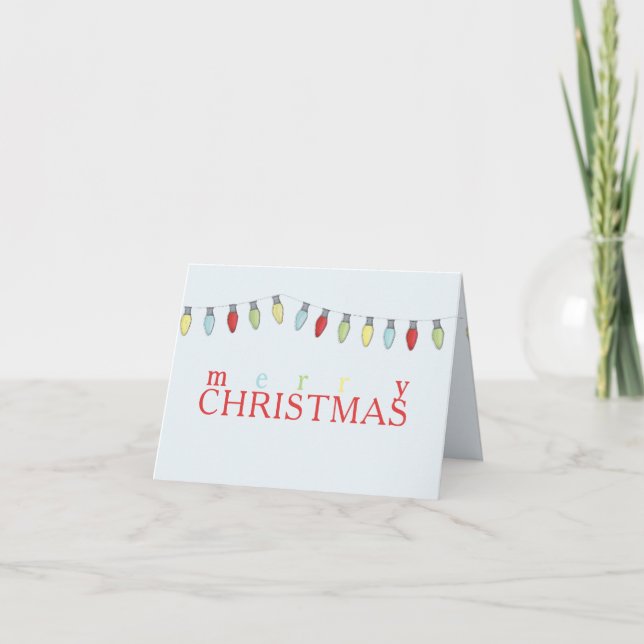 Cartes Pour Fêtes Annuelles Fête de Noël Chaîne Lumières Amusant Festin Simple (Devant)