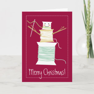 Cartes Pour Fêtes Annuelles Fête de Noël de bonhomme de neige spools de fils à