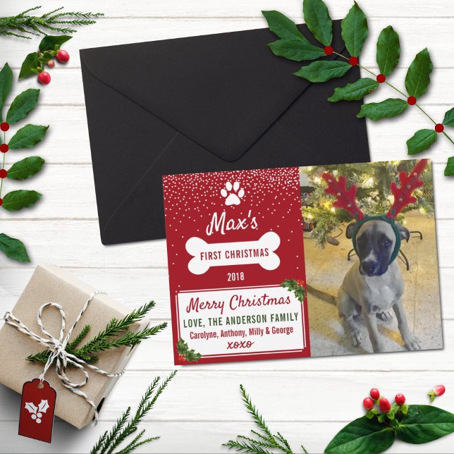 Cartes Pour Fêtes Annuelles Fête de Noël de Chien Photo personnalisée (Créateur téléchargé)