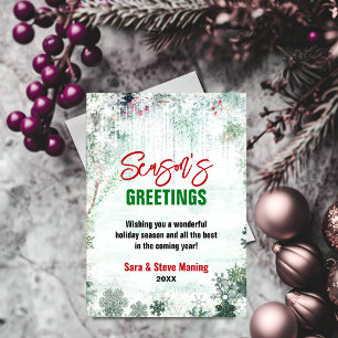 Cartes Pour Fêtes Annuelles Fête de Noël d'hiver blanc vert chic