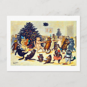 Cartes Pour Fêtes Annuelles Fête de Noël du chat, Louis Wain