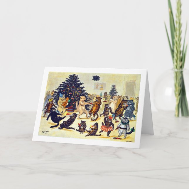 Cartes Pour Fêtes Annuelles Fête de Noël du chat, Louis Wain (Devant)