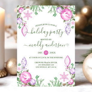 Cartes Pour Fêtes Annuelles Fête de Noël Moderne Aquarelle Rose Violet