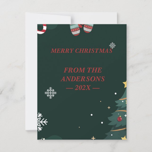 Cartes Pour Fêtes Annuelles Fête de Noël verte d'hiver (Devant)