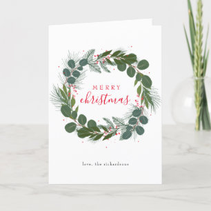 Cartes Pour Fêtes Annuelles Fête de Noël Wreath Non Photo neige pliée