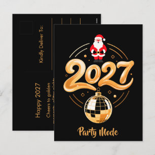 Cartes Pour Fêtes Annuelles Fête de Santa 2027 Mode Disco Or Noël