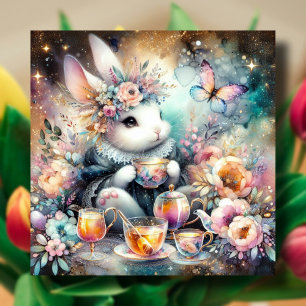 Cartes Pour Fêtes Annuelles Fête de thé lapin de Whimsical délice Pâques