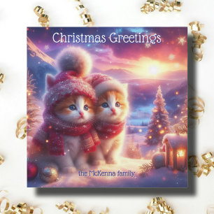 Cartes Pour Fêtes Annuelles Fête de Whimsical Kitties Noël chrétien