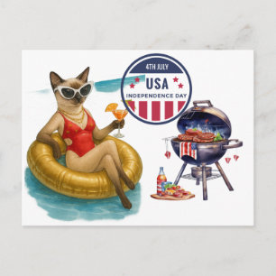 Cartes Pour Fêtes Annuelles Fête des Amoureux de Chats 4 juillet Jour de l'Ind