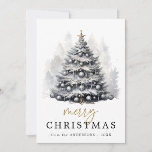 Cartes Pour Fêtes Annuelles Fête des arbres de Noël noirs et blancs