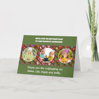 Cartes Pour Fêtes Annuelles Fête des Mères 3 Photos Amoureux de jardin vert