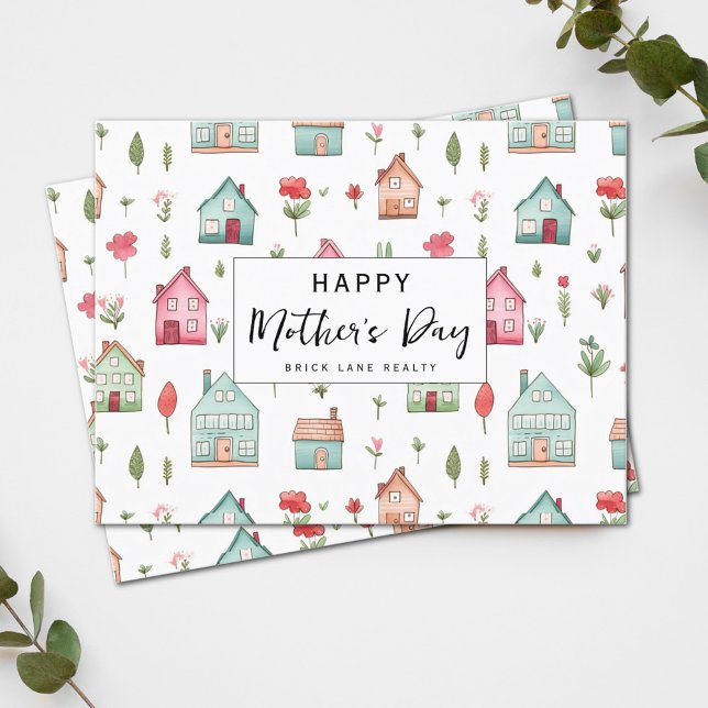 Cartes Pour Fêtes Annuelles Fête des mères Aquarelle Immobilier (Créateur téléchargé)