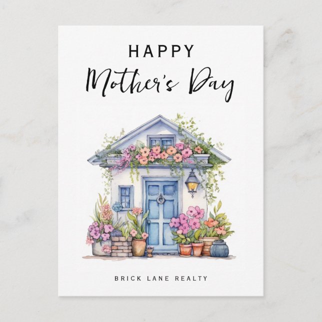 Cartes Pour Fêtes Annuelles Fête des mères Aquarelle Immobilier Promotionnel (Devant)