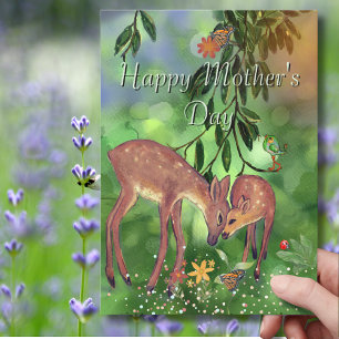 Cartes Pour Fêtes Annuelles Fête des mères de cerfs de bois doux