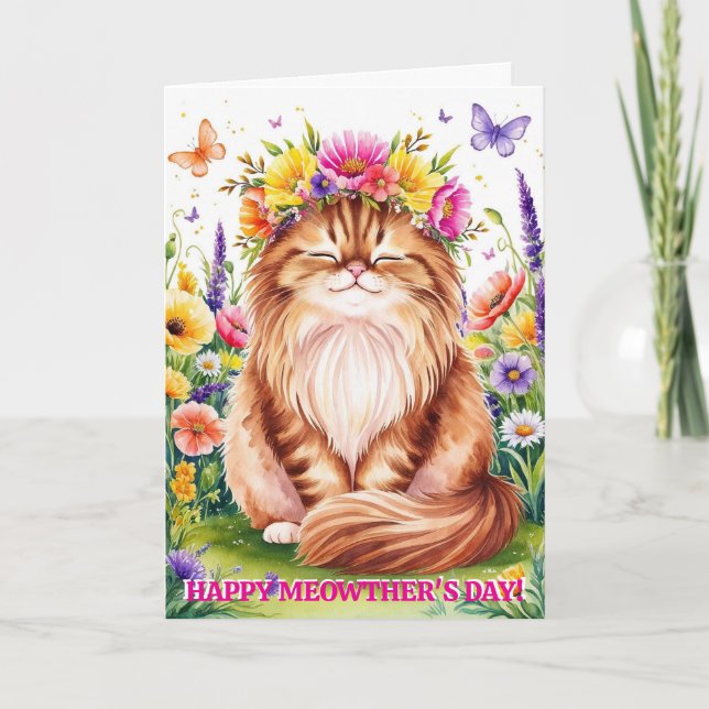 Cartes Pour Fêtes Annuelles Fête des mères de chat Funny Cute Card (Devant)