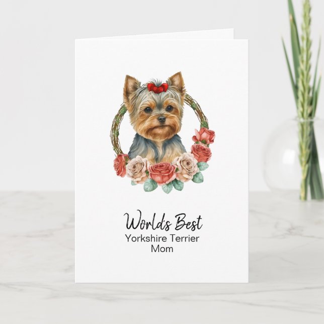 Cartes Pour Fêtes Annuelles Fête des mères de chiens personnalisées Yorkshire  (Devant)