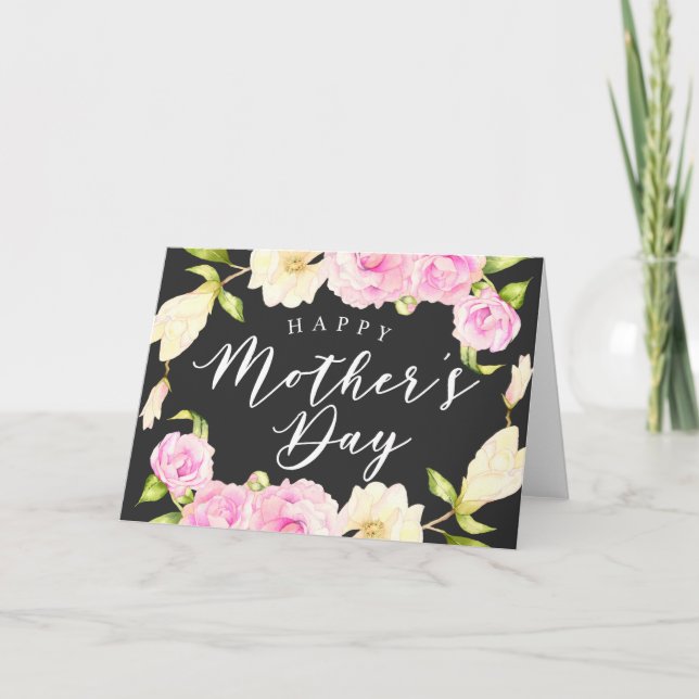 Cartes Pour Fêtes Annuelles Fête des mères de fleurs blanches roses (Devant)