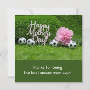 Cartes Pour Fêtes Annuelles Fête des Mères de football avec fleur d'œillet ros