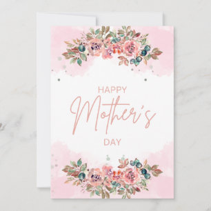 Cartes Pour Fêtes Annuelles Fête des Mères de la Flore Chic Watercolor
