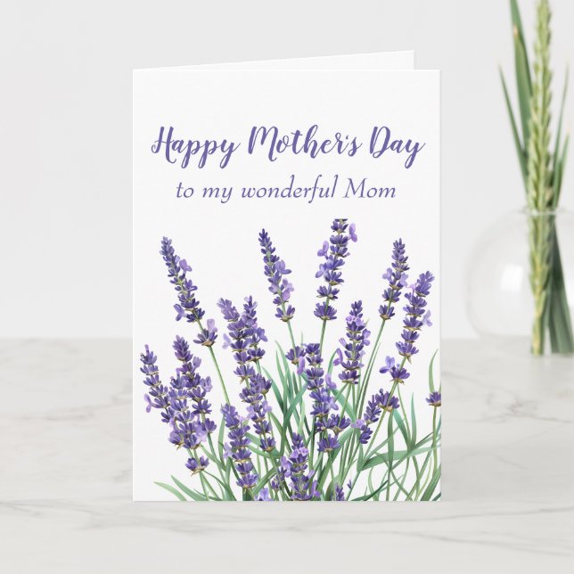 Cartes Pour Fêtes Annuelles Fête des Mères Maman, Lavender Spring Garden Flowe (Devant)