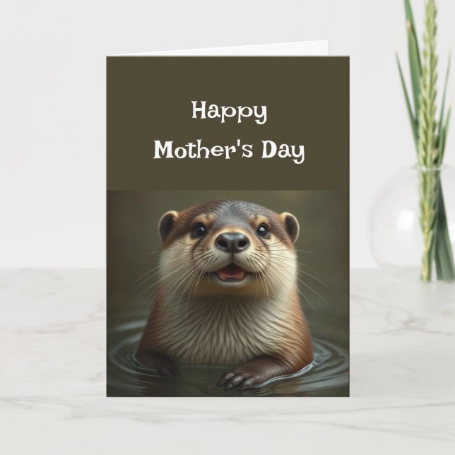 Cartes Pour Fêtes Annuelles Fête des mères Maman Pun Otter Animal Humour Amusa (Devant)